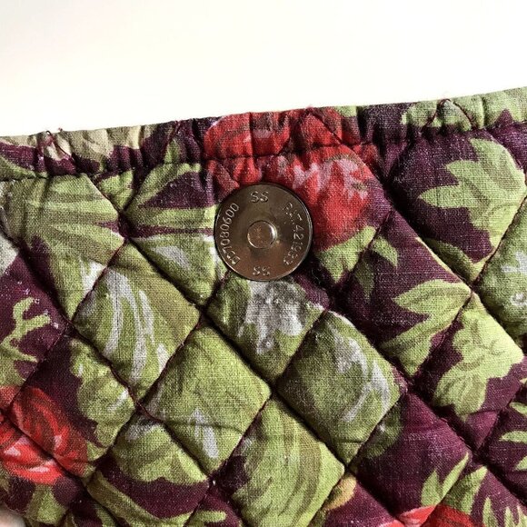 Vintage Quilted Cottagecore Fabric Drawstring Backpack 1990s Floral Bag Taupe main image 5
